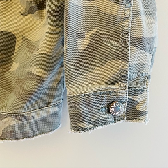 Zara Camo Denim Utility Distressed Oversized Jacket with Sequins Small Unisex - Picture 8 of 10